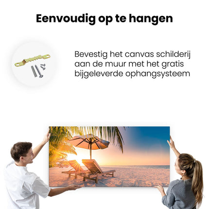 Canvas schilderij ophangen Tropisch Strand Tijdens Zonsondergang