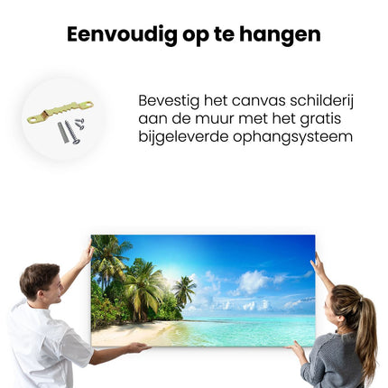 Canvas schilderij ophangen Tropisch Strand Bij De Licht Blauwe Zee