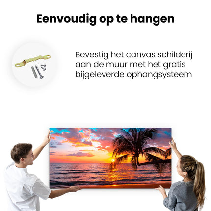 Canvas schilderij ophangen Tropisch Strand Tijdens Zonsondergang