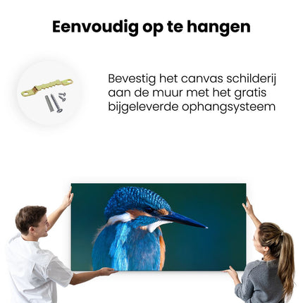 Canvas schilderij ophangen Blauwe IJsvogel Op Een Tak