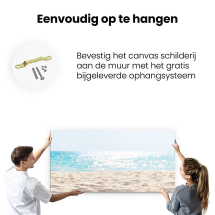 Canvas schilderij ophangen Helder Witte Strand Met Zee Uitzicht