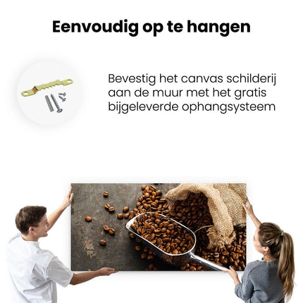Canvas schilderij ophangen Zak Koffiebonen