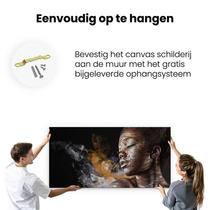 Canvas schilderij ophangen Afrikaanse Vrouw Met Zilver En Goud