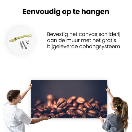 Canvas schilderij ophangen Koffie Bonen Op Een Zwart Achtergrond