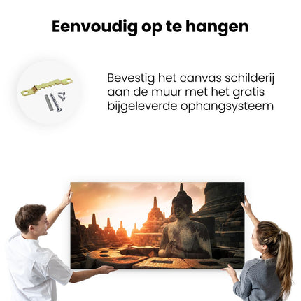 Canvas schilderij ophangen Boeddha Beeld In Een Tempel