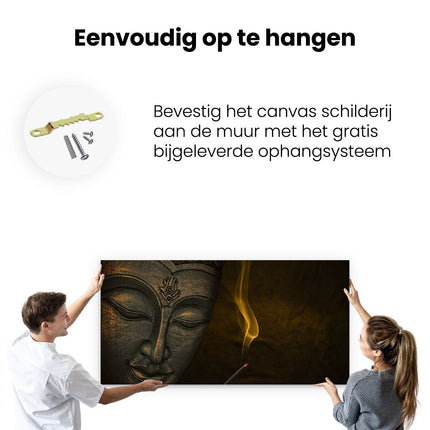 Canvas schilderij ophangen Boeddha Beeld Met Wierook