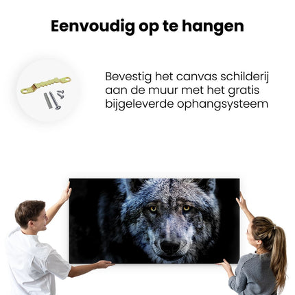 Canvas schilderij ophangen Grijze Wolvenkop - Wolf