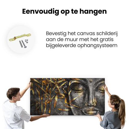 Canvas schilderij ophangen Gouden Boeddha Van Aquarel - Abstract