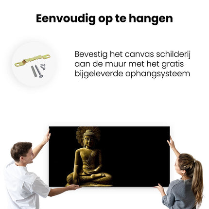 Canvas schilderij ophangen Gouden Boeddha Beeld In Meditatie 