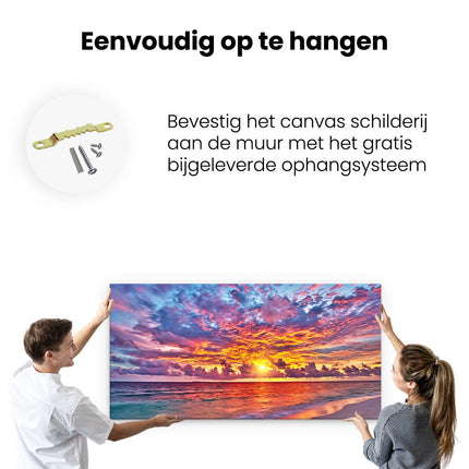 Canvas schilderij ophangen Zonsondergang Op Het Strand In De Malediven