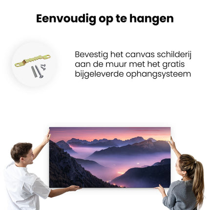 Canvas schilderij ophangen Bergen Landschap In Italië Tijdens Zonsondergang