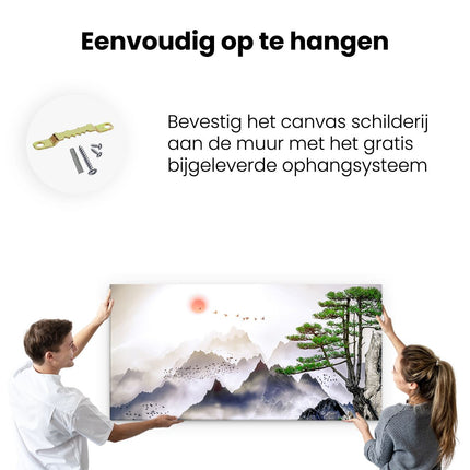 Canvas schilderij ophangen Bergenlandschap Met Een Boom - Abstract