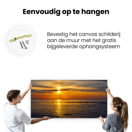 Canvas schilderij ophangen Zonsondergang In De Zee