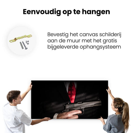 Canvas schilderij ophangen Man Van De Maffia Met Een Pistool Vast