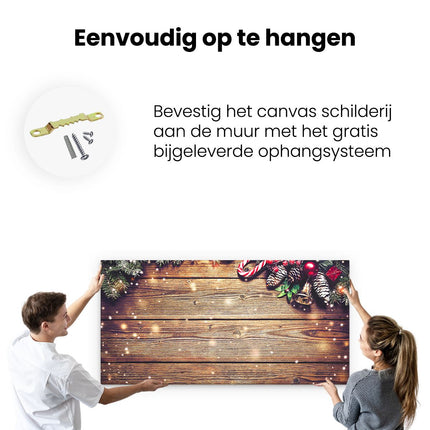 Canvas schilderij ophangen Kerst Sfeer Achtergrond Met Dennenbomen 