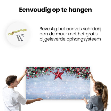 Canvas schilderij ophangen Kerst Achtergrond Met Sneeuw Op Tafel