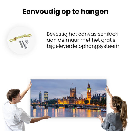 Canvas schilderij ophangen London Big Ben en Westminster Brug
