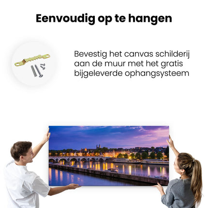 Canvas schilderij ophangen Maastricht Maas Rivier bij de Sint Servaasbrug