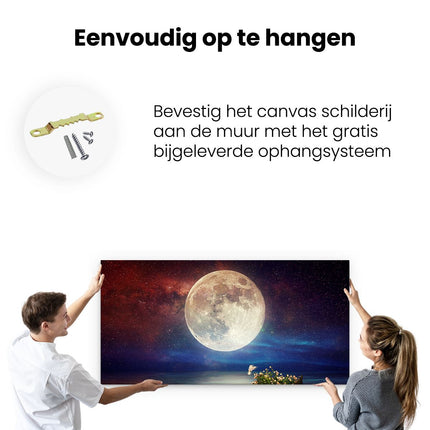 Canvas schilderij ophangen Volle Maan in de Hemel boven het Water