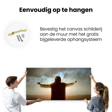 Canvas schilderij ophangen Jezus Christus aan het Bidden bij Zonsopgang