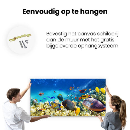 Canvas schilderij ophangen Vissen in de Oceaan met Koralen