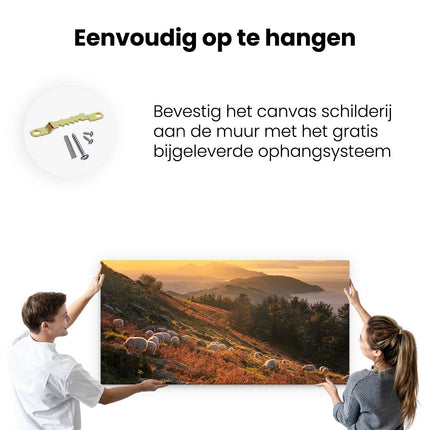 Canvas schilderij ophangen Schapen in de Bergen 