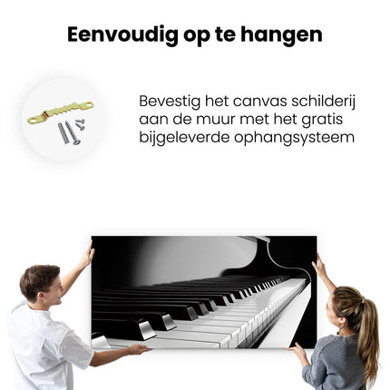 Canvas schilderij ophangen Pianotoetsen - Noten - Piano