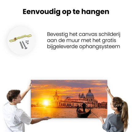 Canvas schilderij ophangen Gondel in Venetië voor het Basiliek