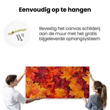 Canvas schilderij ophangen Herfstbladeren in het Oranje en Rood