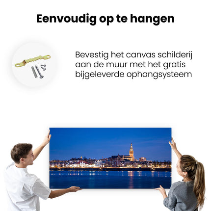 Canvas schilderij ophangen Nijmegen Skyline met de Waal Rivier