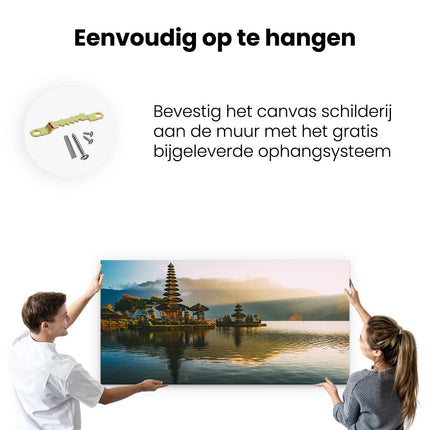 Canvas schilderij ophangen Pura Tempel in Bali op het Meer Beratan