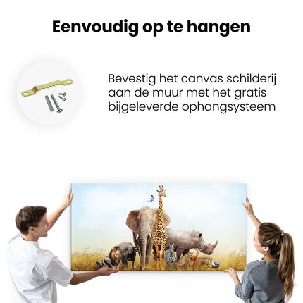 Canvas schilderij ophangen Afrikaanse Dieren op het Gras - Afrika