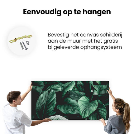 Canvas schilderij ophangen Tropische Groene Bladeren