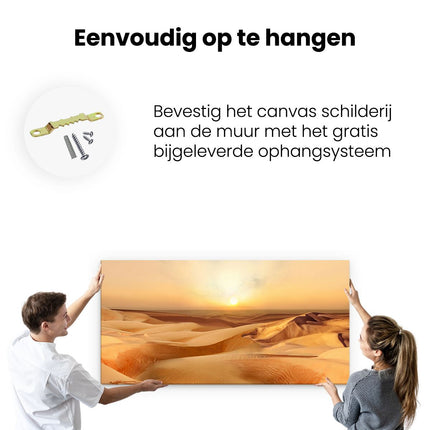 Canvas schilderij ophangen Woestijn bij Zonsondergang in de Sahara