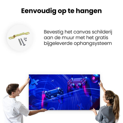 Canvas schilderij ophangen Twee Gaming Controllers - Gamen