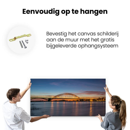 Canvas schilderij ophangen Waalbrug in Nijmegen 