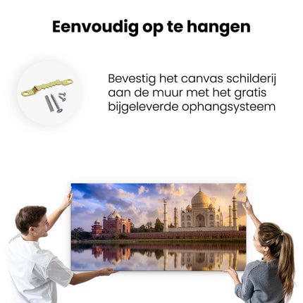 Canvas schilderij ophangen Taj Mahal bij het Water in India