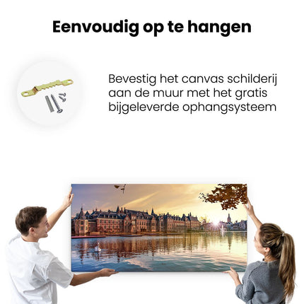 Canvas schilderij ophangen Binnenhof Gebouw in Den Haag