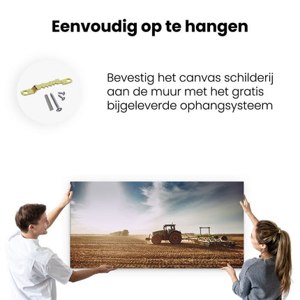 Canvas schilderij ophangen Tractor op het Veld - Trekker