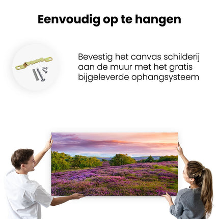 Canvas schilderij ophangen Paarse Weide