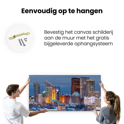 Canvas schilderij ophangen Den Haag Skyline met Wolkenkrabbers