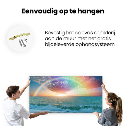 Canvas schilderij ophangen Regenboog in het Water bij het Strand