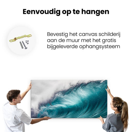 Canvas schilderij ophangen Grote Golfen op de Helder Blauwe Zee