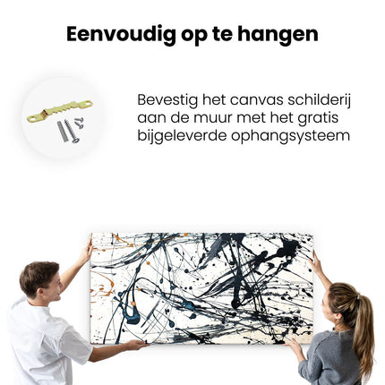 Canvas schilderij ophangen Abstracte Kunst van Zwarte Verf
