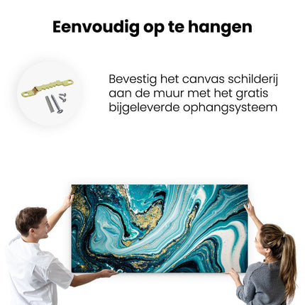 Canvas schilderij ophangen Abstracte Luxe Kunst in het Blauw met Goud