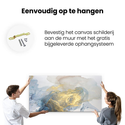 Canvas schilderij ophangen Abstracte Kunst van Grijze Gouden Marmer