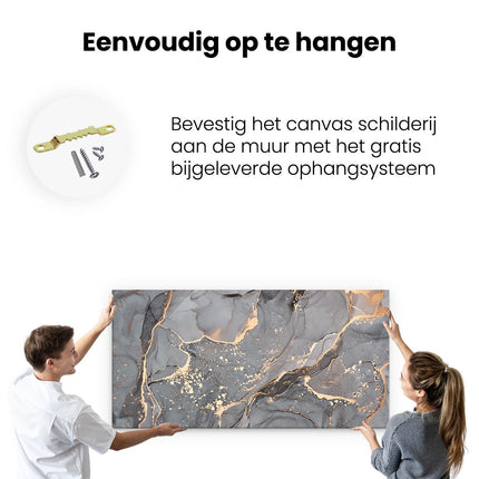 Canvas schilderij ophangen Abstracte Luxe Kunst van Marmer met Goud