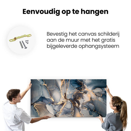 Canvas schilderij ophangen Abstracte Luxe Kunst - Zwart met Goud