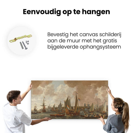 Canvas schilderij ophangen De Aankomst van Koning Karel II van Engeland te Rotterdam - Lieve Pietersz. Verschuier