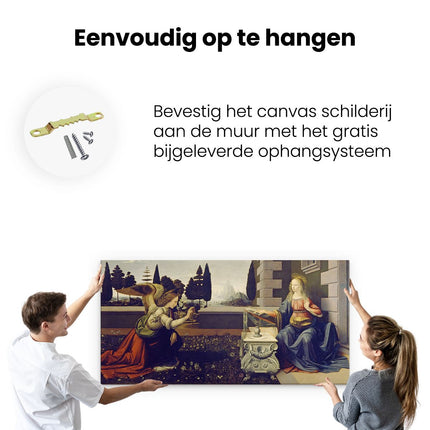 Canvas schilderij ophangen De Annuciatie - Leonardo da Vinci